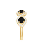 Real Black Diamond Half Eternity Ring with Moissanite Black Diamond - ( AAA ) - Quality - Rosec Jewels