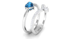 Real London Blue Topaz Heart Ring Set with Diamond London Blue Topaz - ( AAA ) - Quality - Rosec Jewels