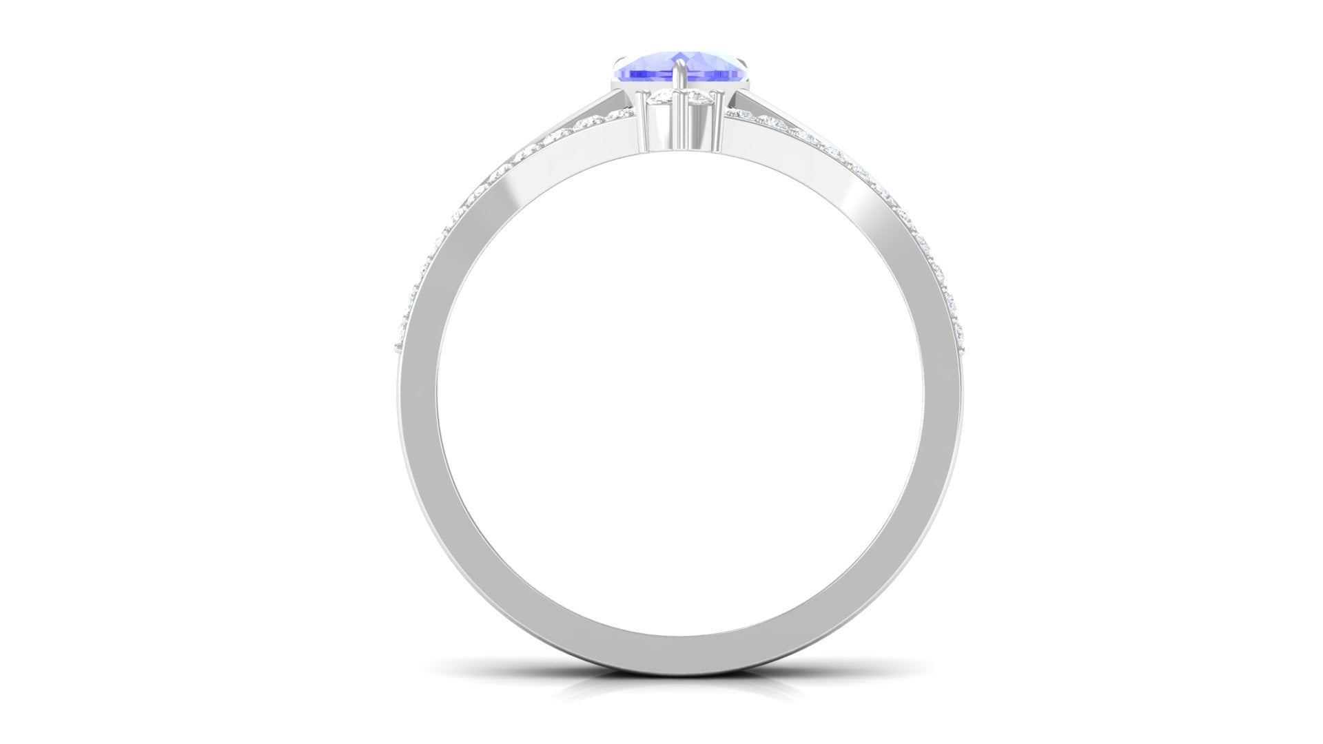 Heart Shape Tanzanite Solitaire Ring Set with Diamond Tanzanite - ( AAA ) - Quality - Rosec Jewels