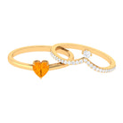 Heart Fire Opal and Diamond Ring Set Fire Opal - ( AAA ) - Quality - Rosec Jewels