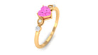 Solitaire Pink Sapphire and Diamond Heart Promise Ring Pink Sapphire - ( AAA ) - Quality - Rosec Jewels