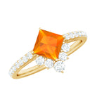 1.25 CT Designer Fire Opal and Diamond Engagement Ring Fire Opal - ( AAA ) - Quality - Rosec Jewels