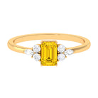 Genuine Yellow Sapphire Solitaire Ring with Diamond Trio Yellow Sapphire - ( AAA ) - Quality - Rosec Jewels