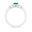 2 CT Octagon Cut Created Emerald and Diamond Solitaire Engagement Ring Lab Created Emerald - ( AAAA ) - Quality - Rosec Jewels