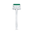2 CT Octagon Cut Created Emerald and Diamond Solitaire Engagement Ring Lab Created Emerald - ( AAAA ) - Quality - Rosec Jewels