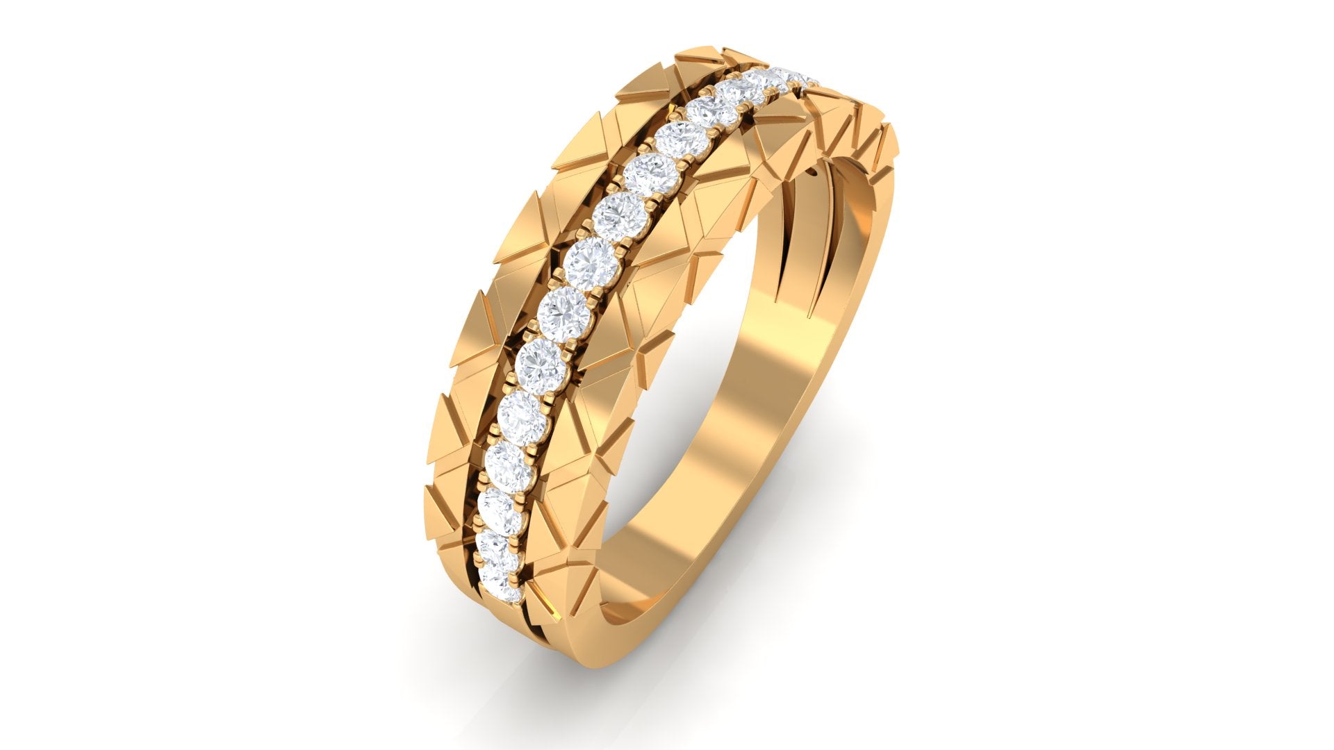 0.50 CT Natural Diamond Gold Half Eternity Band Ring Diamond - ( HI-SI ) - Color and Clarity - Rosec Jewels