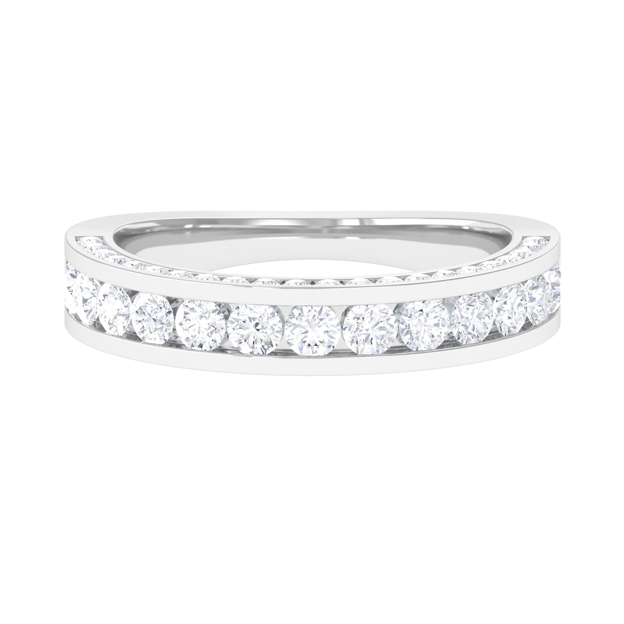 3.75 CT Certified Moissanite Gold Eternity Ring in Channel Setting Moissanite - ( D-VS1 ) - Color and Clarity - Rosec Jewels