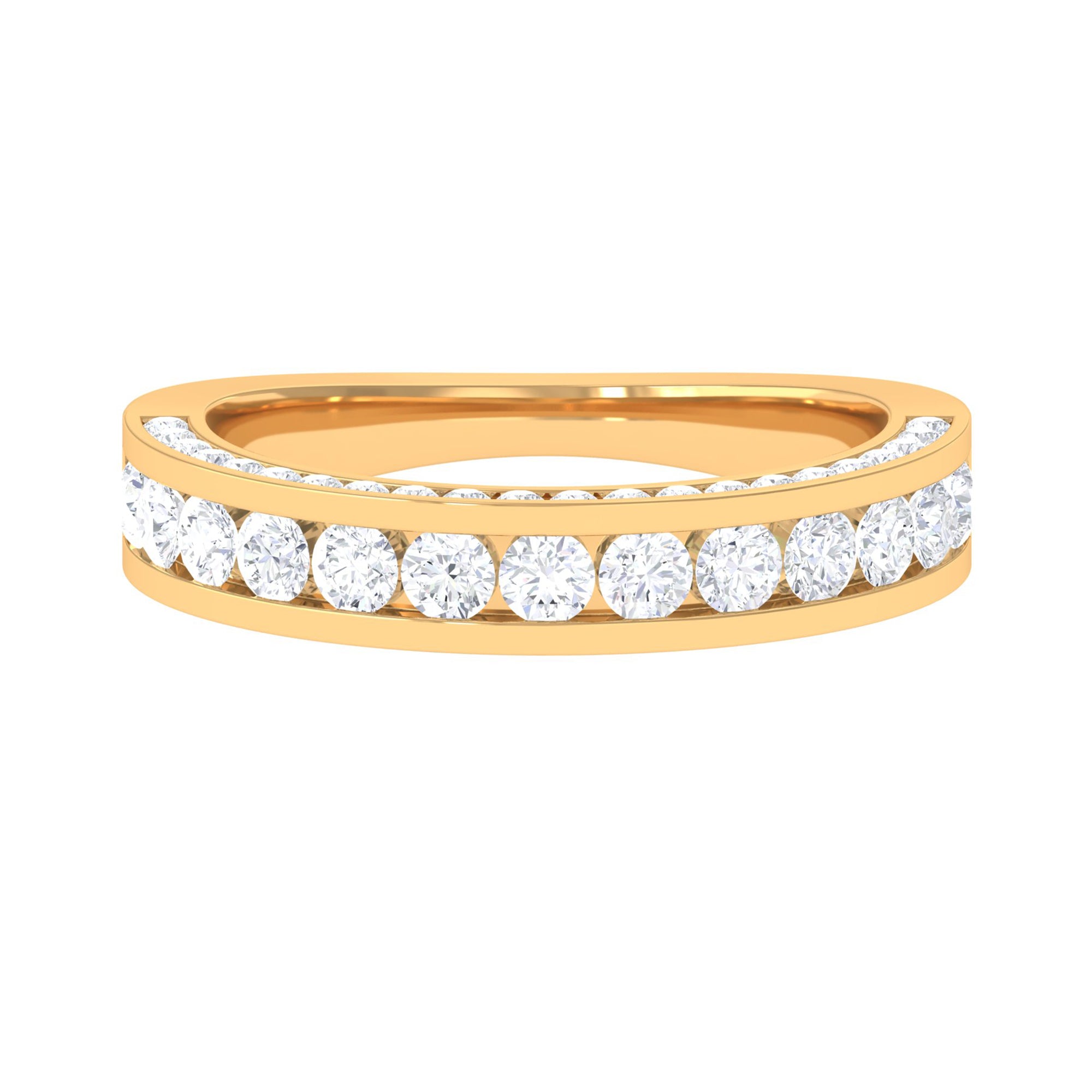 3.75 CT Certified Moissanite Gold Eternity Ring in Channel Setting Moissanite - ( D-VS1 ) - Color and Clarity - Rosec Jewels