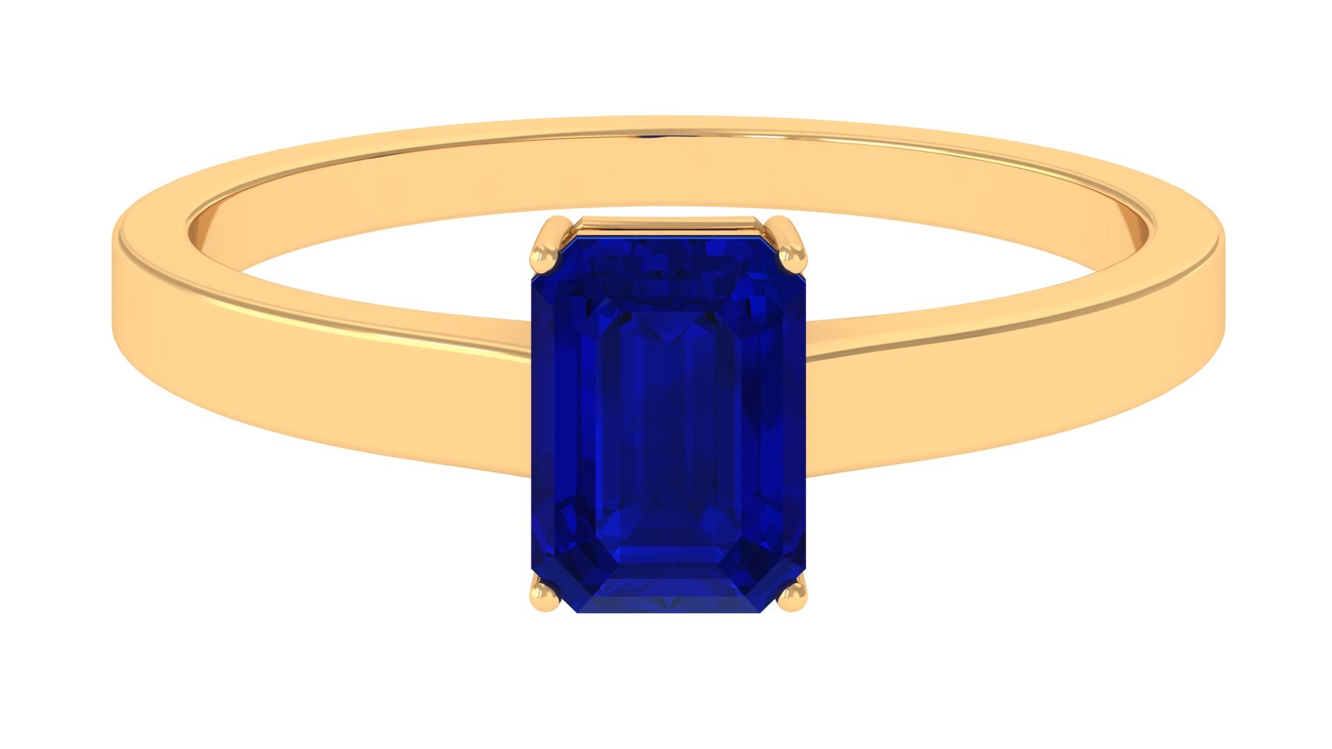 Octagon Cut Lab Created Blue Sapphire Solitaire Ring Lab Created Blue Sapphire - ( AAAA ) - Quality - Rosec Jewels