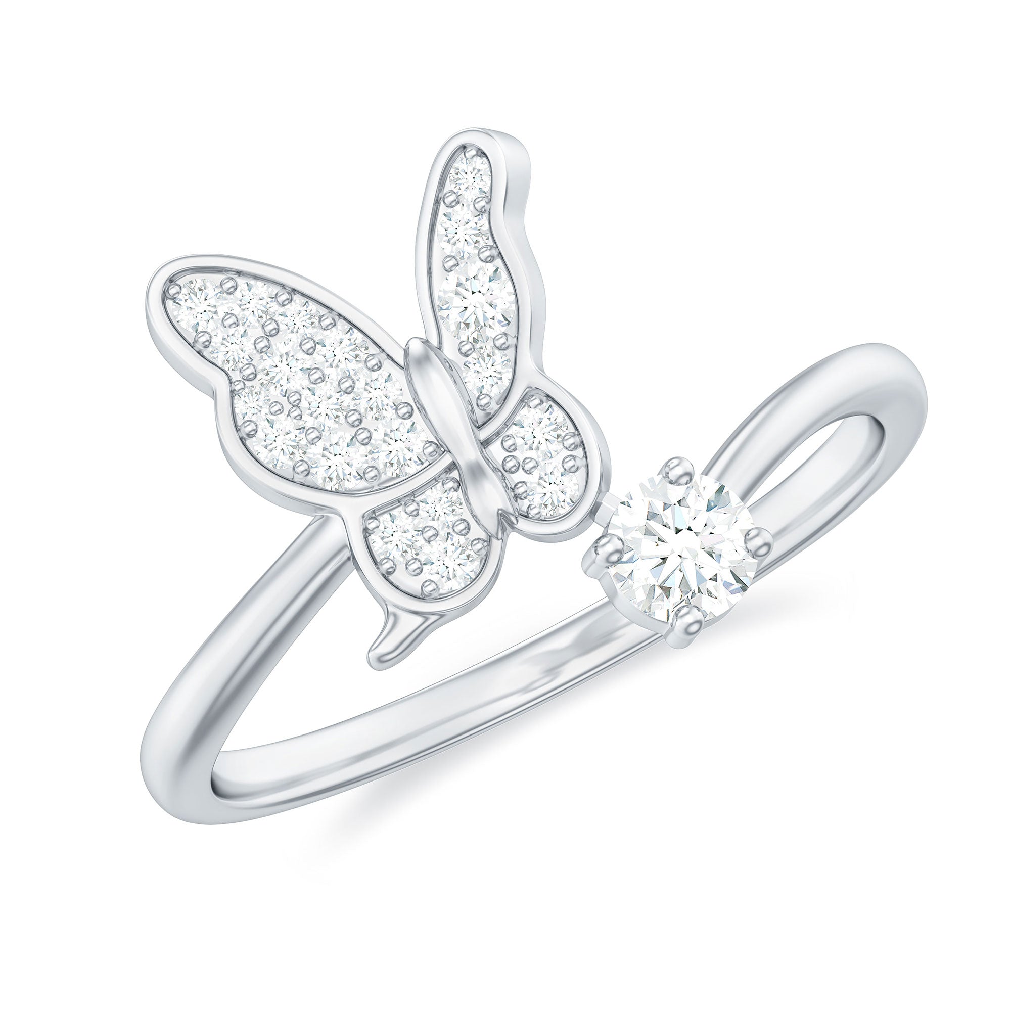 1/4 CT Prong Set Diamond and Gold Butterfly Ring for Women Diamond - ( HI-SI ) - Color and Clarity - Rosec Jewels