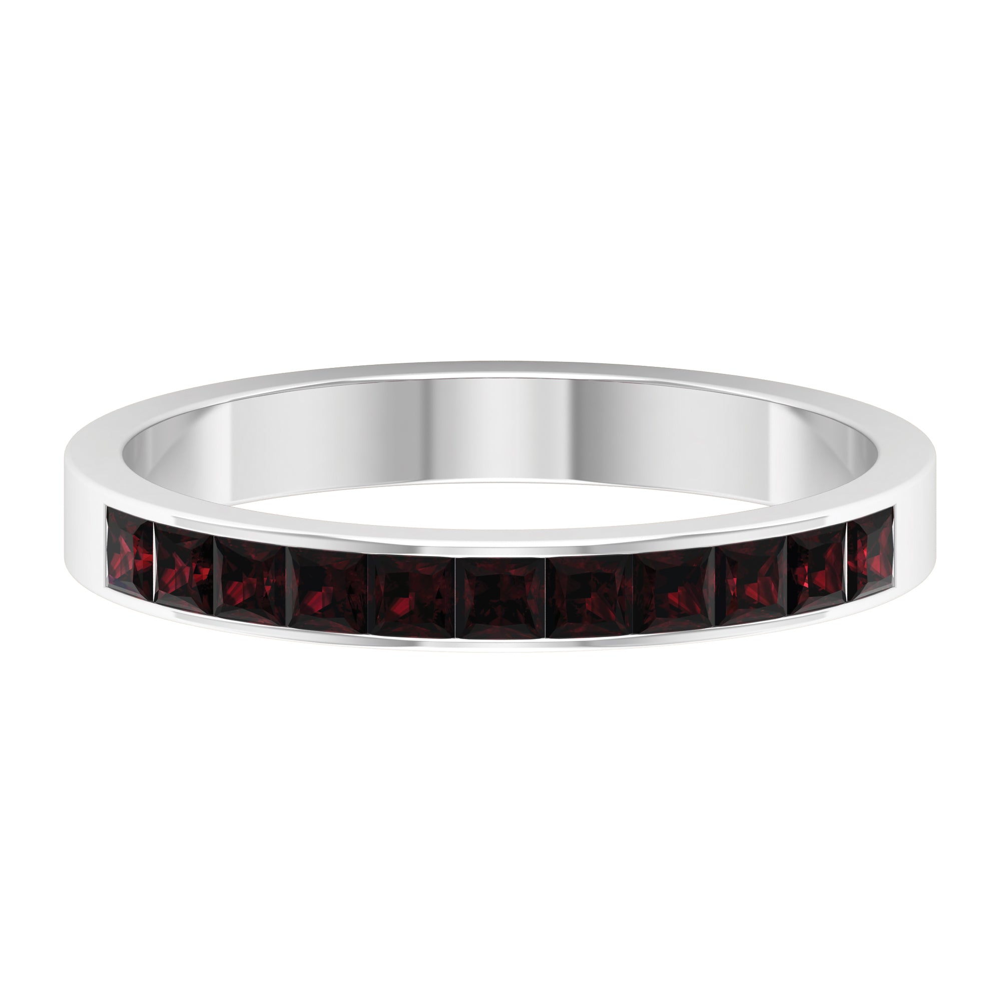 1/2 CT Princess Cut Garnet Simple Stackable Ring Garnet - ( AAA ) - Quality - Rosec Jewels