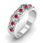 Real Ruby Classic Half Eternity Band Ruby - ( AAA ) - Quality - Rosec Jewels