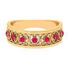 Real Ruby Classic Half Eternity Band Ruby - ( AAA ) - Quality - Rosec Jewels