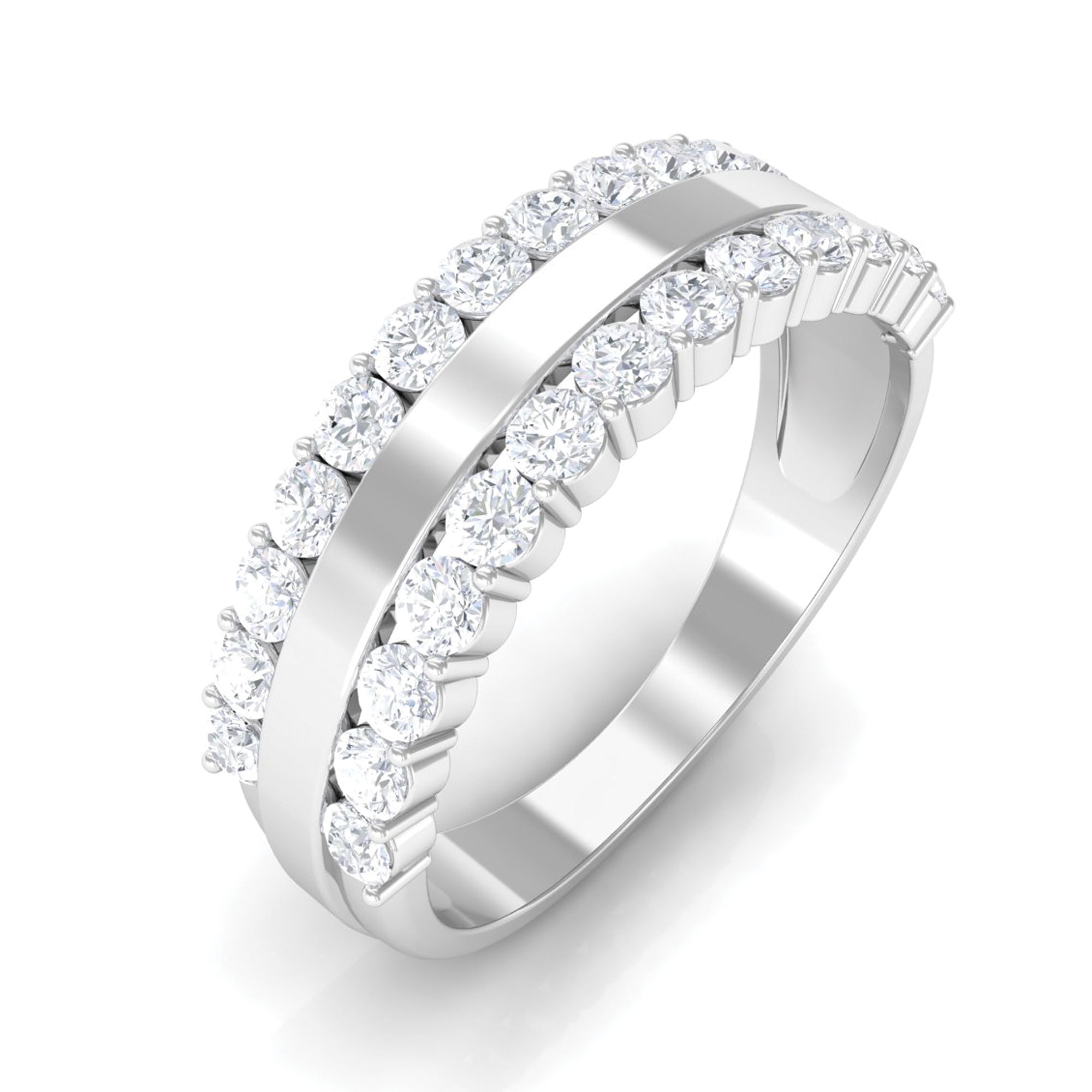 Genuine Diamond Wedding Band in Prong Setting Diamond - ( HI-SI ) - Color and Clarity - Rosec Jewels