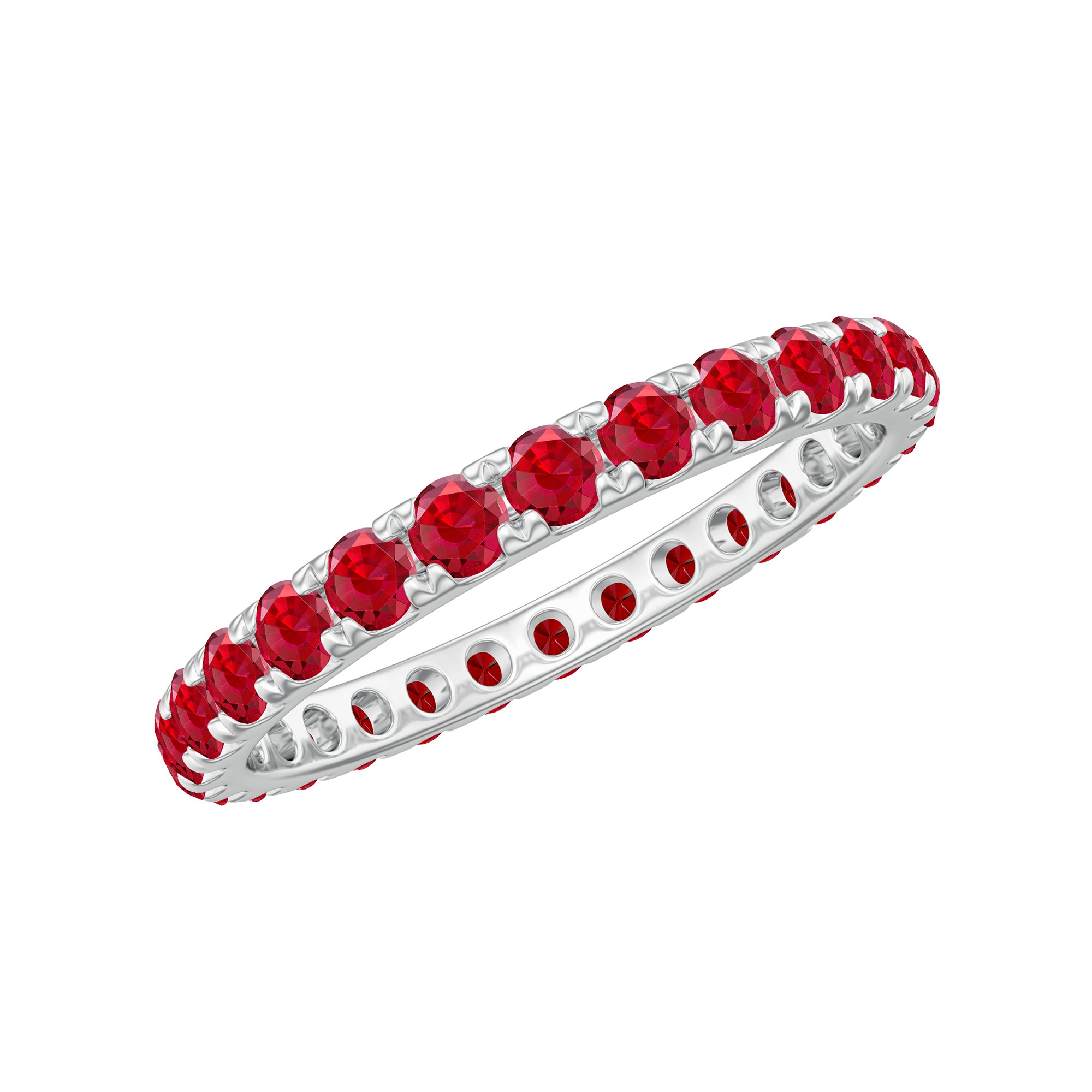 2 CT Created Ruby Full Eternity Band Ring in Gold Lab Created Ruby - ( AAAA ) - Quality - Rosec Jewels