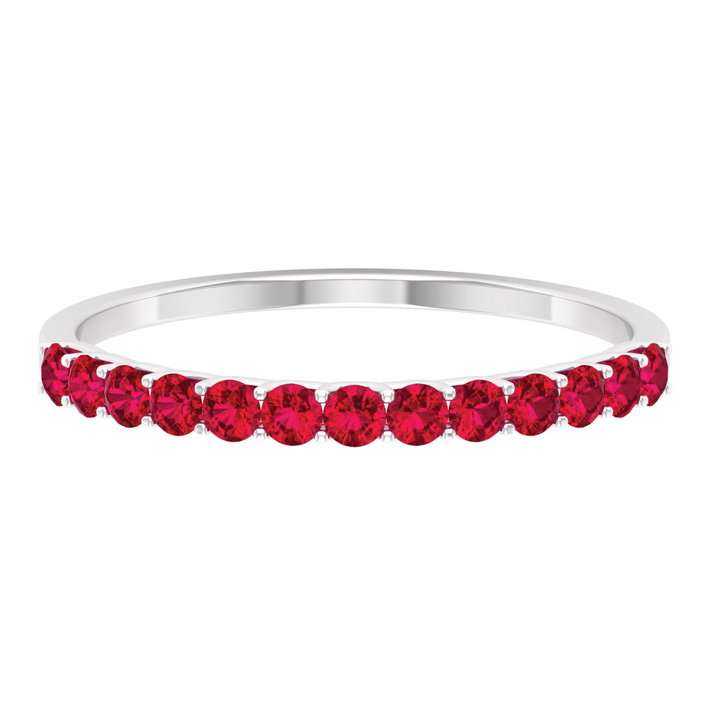 0.50 CT Round Cut Ruby Enhancer Stackable Ring Ruby - ( AAA ) - Quality - Rosec Jewels