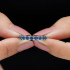 Round Lab Grown Blue Sapphire Full Eternity Band Ring Lab Created Blue Sapphire - ( AAAA ) - Quality - Rosec Jewels