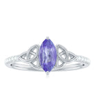 Marquise Tanzanite Solitaire Celtic Ring with Diamond Side Stones Tanzanite - ( AAA ) - Quality - Rosec Jewels