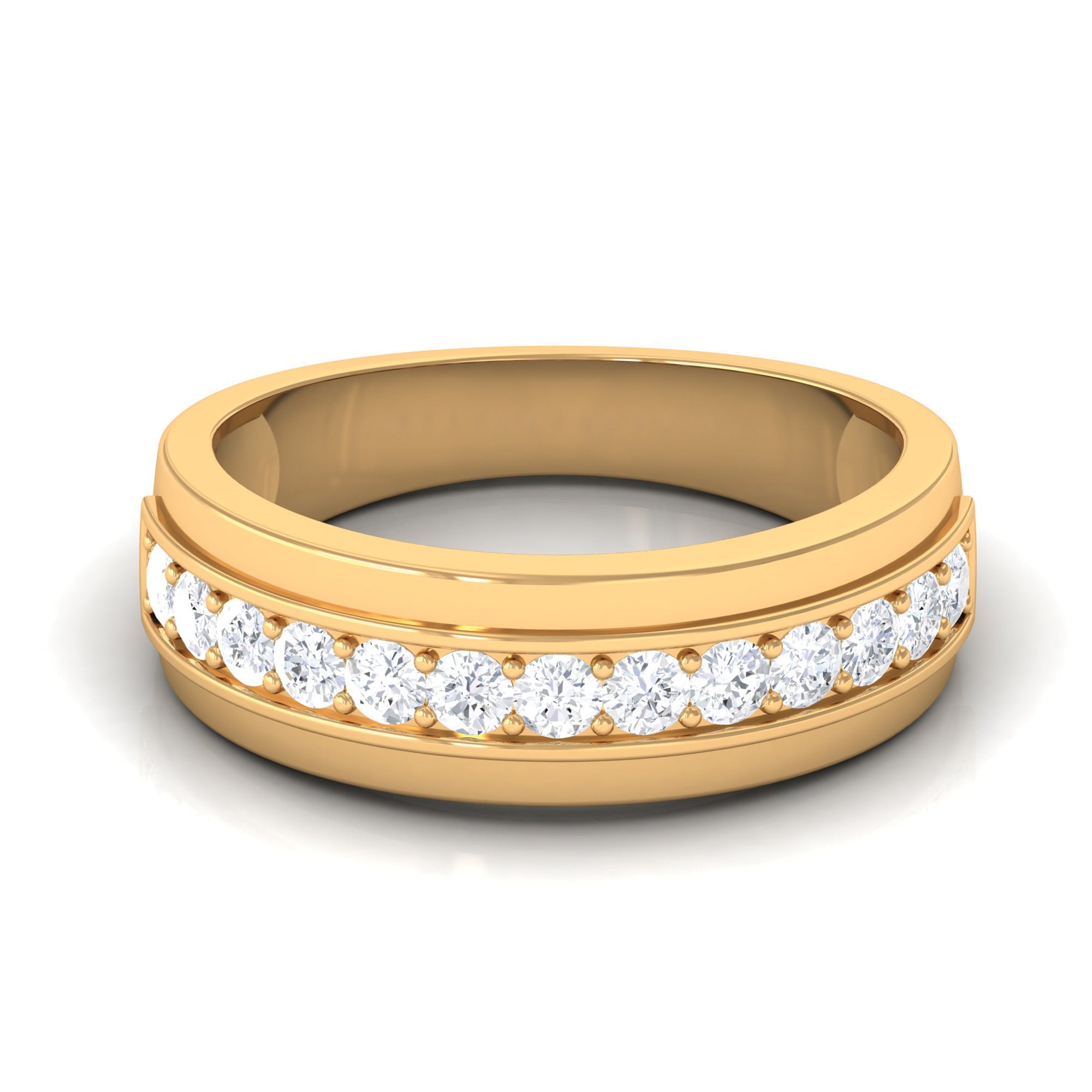 Natural Diamond Wedding Band in Prong Setting Diamond - ( HI-SI ) - Color and Clarity - Rosec Jewels