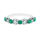 3/4 CT Emerald and Moissanite Textured Gold Eternity Ring Emerald - ( AAA ) - Quality - Rosec Jewels