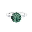 Created Green Sapphire Solitaire Engagement Ring with Diamond Lab Created Green Sapphire - ( AAAA ) - Quality - Rosec Jewels