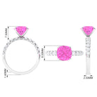 Created Pink Sapphire Engagement Ring with Diamond Lab Created Pink Sapphire - ( AAAA ) - Quality - Rosec Jewels