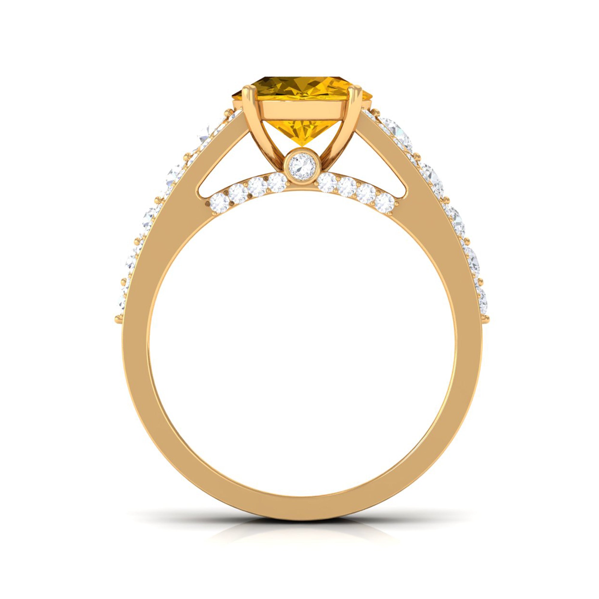 Lab Created Yellow Sapphire and Moissanite Engagement Ring Lab Created Yellow Sapphire - ( AAAA ) - Quality - Rosec Jewels