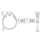 Round Cubic Zirconia Engagement Ring with Side Stones Zircon - ( AAAA ) - Quality - Rosec Jewels