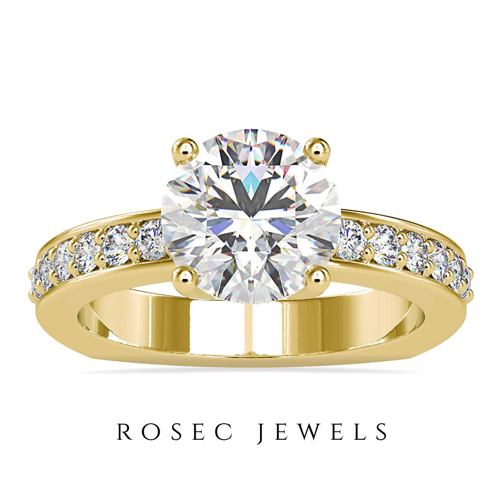 2.50 CT Solitaire Zircon Engagement Ring with Side Stones Zircon - ( AAAA ) - Quality - Rosec Jewels