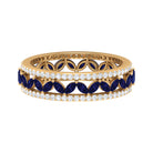 1.25 CT Elegant Created Blue Sapphire and Diamond Wedding Band Ring Lab Created Blue Sapphire - ( AAAA ) - Quality - Rosec Jewels