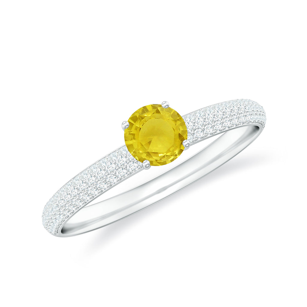 1.25 CT Yellow Sapphire Solitaire Ring with Diamond Yellow Sapphire - ( AAA ) - Quality - Rosec Jewels