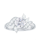 1.5 CT Round and Marquise Moissanite Flower Engagement Ring in Claw Setting Moissanite - ( D-VS1 ) - Color and Clarity - Rosec Jewels