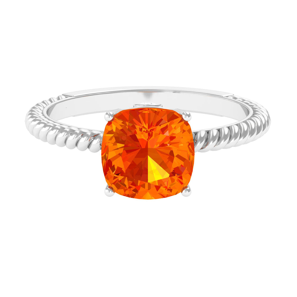 Created Orange Sapphire Solitaire Engagement Ring Lab Created Orange Sapphire - ( AAAA ) - Quality - Rosec Jewels