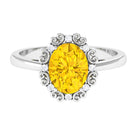 Vintage Inspired Lab Grown Yellow Sapphire Oval Engagement Ring Lab Created Yellow Sapphire - ( AAAA ) - Quality - Rosec Jewels