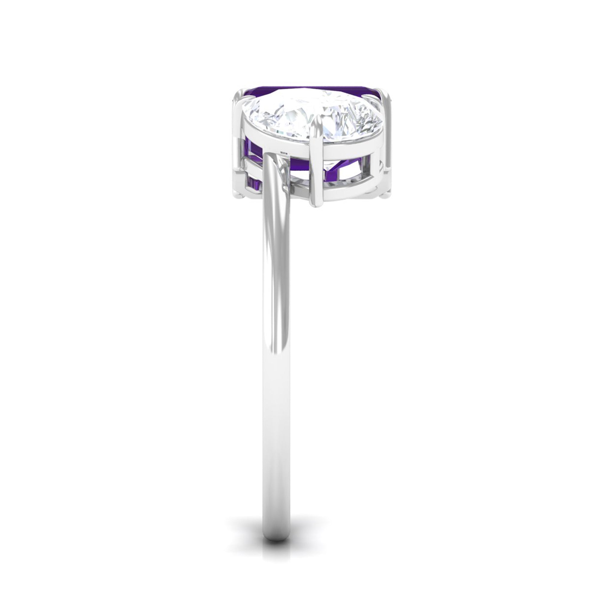 Real Amethyst and Moissanite Toi Et Moi Ring Amethyst - ( AAA ) - Quality - Rosec Jewels