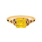 Certified Lab Grown Yellow Sapphire Celtic Solitaire Engagement Ring Lab Created Yellow Sapphire - ( AAAA ) - Quality - Rosec Jewels