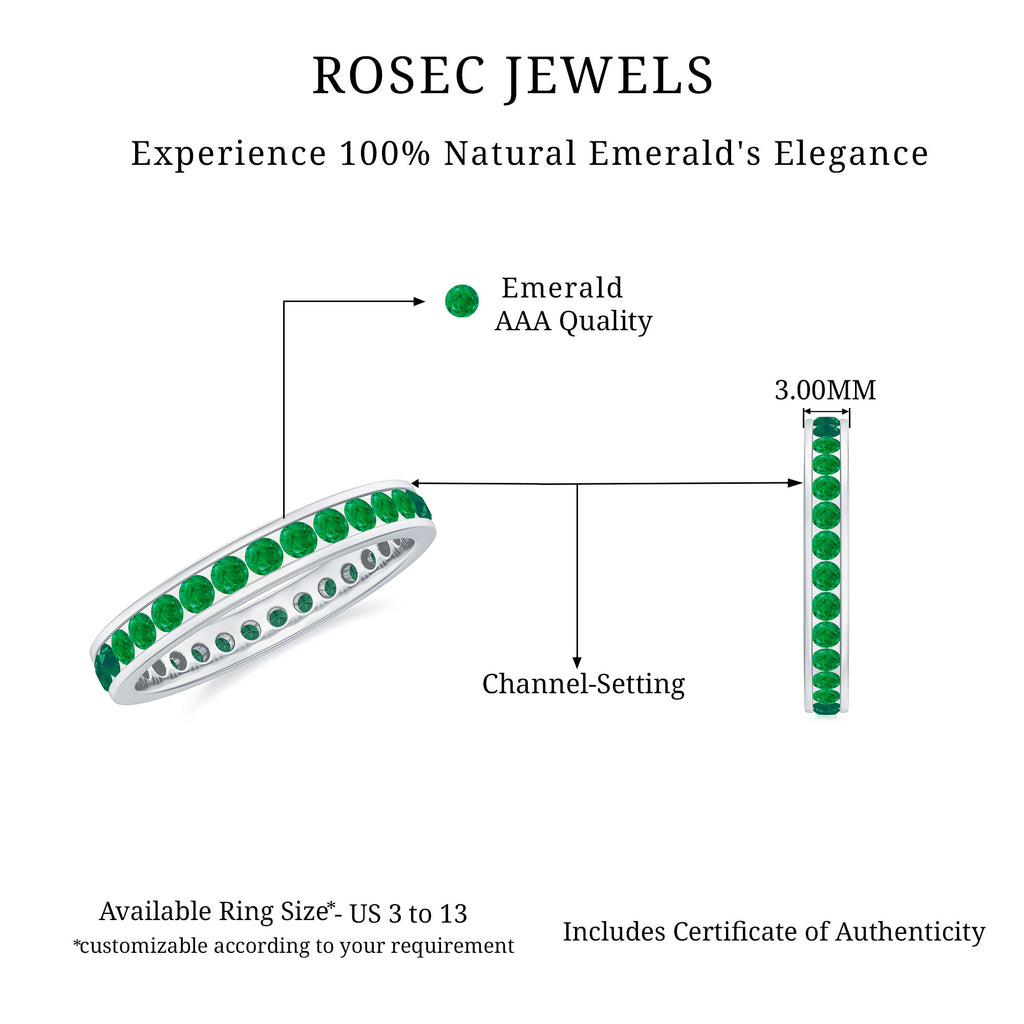 1.5 CT Channel Set Round Cut Emerald Eternity Ring Emerald - ( AAA ) - Quality - Rosec Jewels