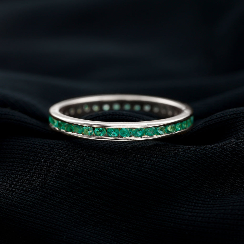 1.5 CT Channel Set Round Cut Emerald Eternity Ring Emerald - ( AAA ) - Quality - Rosec Jewels