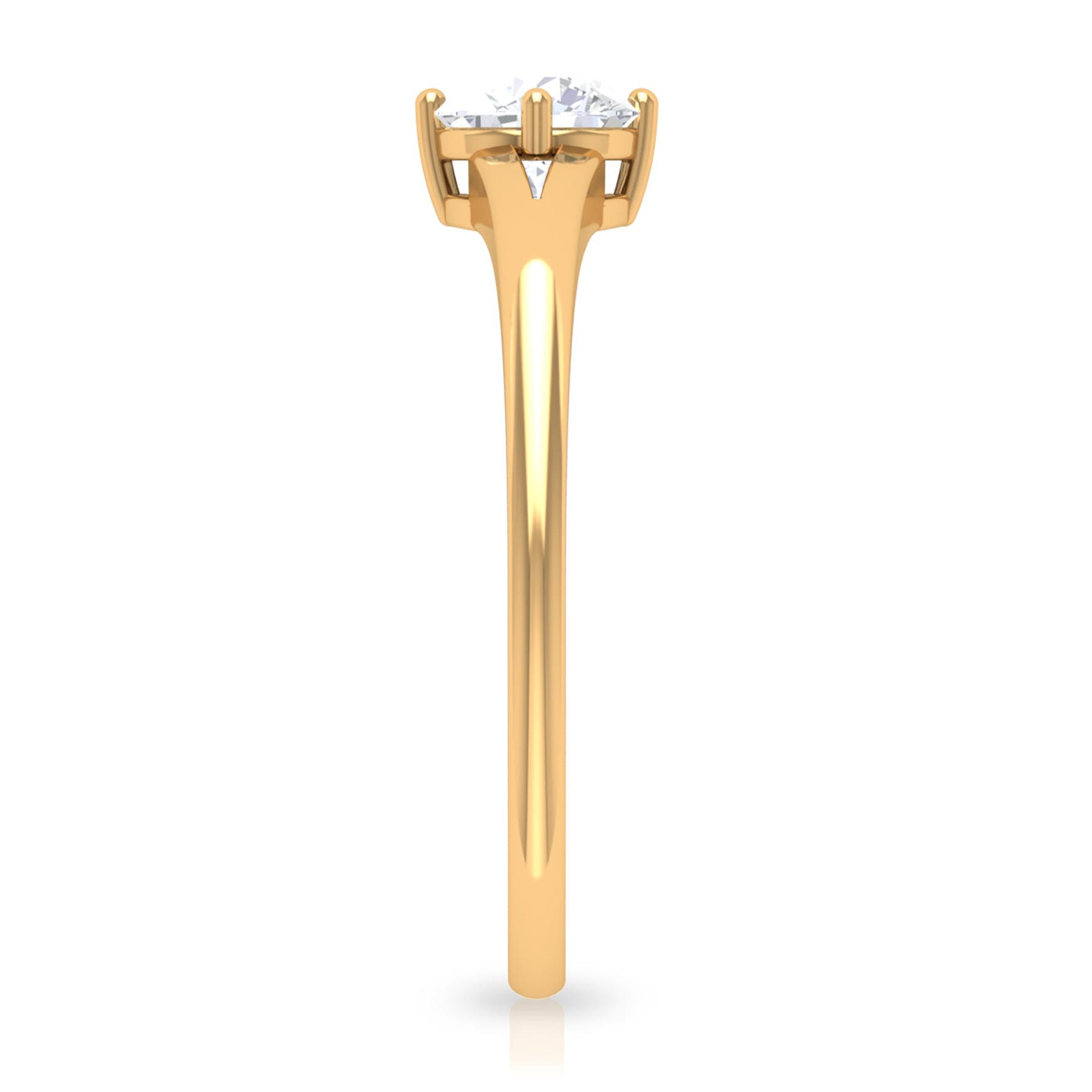 5 MM Round Cut Zircon Solitaire Ring in Gold with Split Shank Zircon - ( AAAA ) - Quality - Rosec Jewels