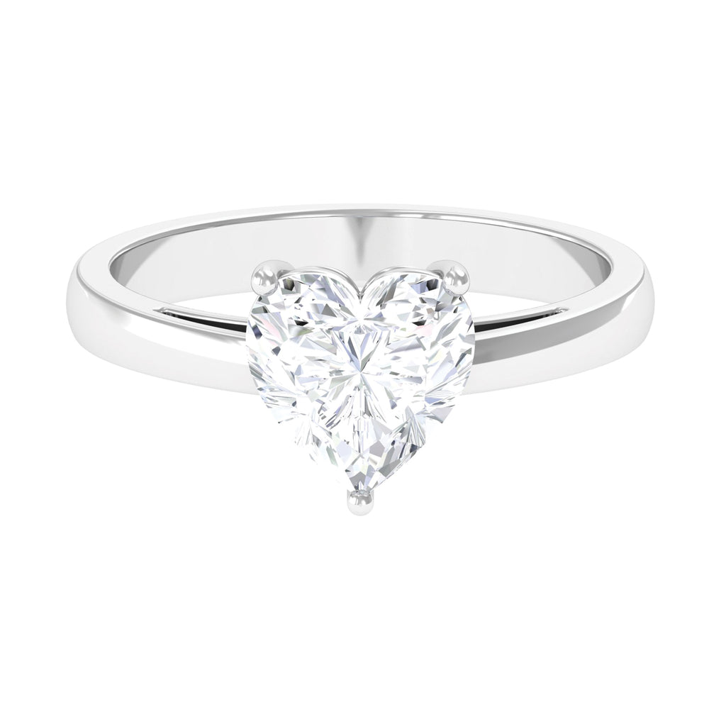 2 CT Heart Shape Moissanite Solitaire Engagement Ring Moissanite - ( D-VS1 ) - Color and Clarity - Rosec Jewels