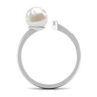 Freshwater Pearl and Diamond Modern Cuff Ring Freshwater Pearl - ( AAA ) - Quality - Rosec Jewels