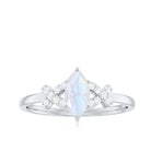1/2 CT Marquise Cut Moonstone and Diamond Minimal Ring Moonstone - ( AAA ) - Quality - Rosec Jewels
