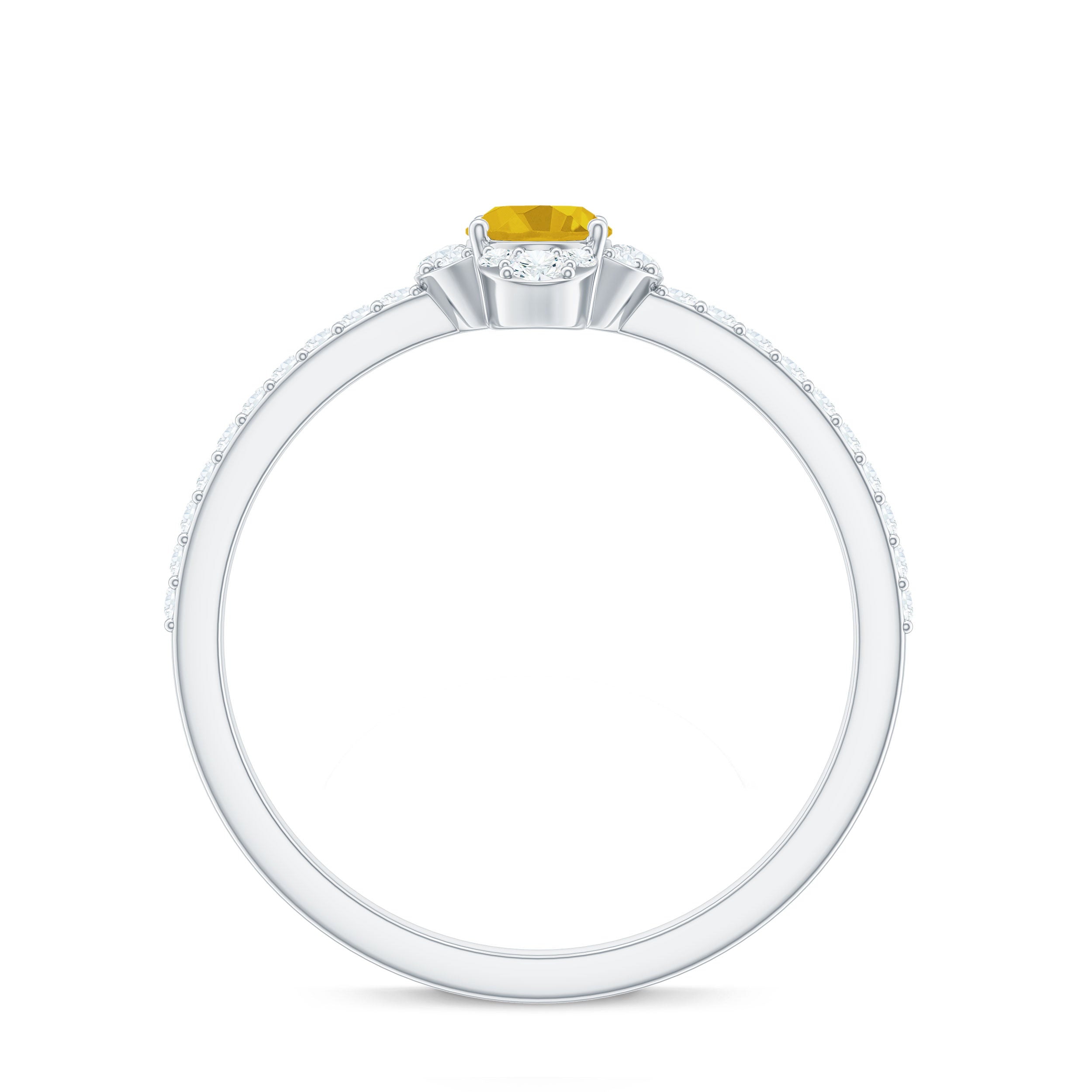 1 CT Oval Yellow Sapphire Solitaire Ring with Moissanite Halo Yellow Sapphire - ( AAA ) - Quality - Rosec Jewels
