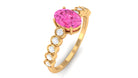 Oval Solitaire Pink Sapphire and Moissanite Ring Pink Sapphire - ( AAA ) - Quality - Rosec Jewels