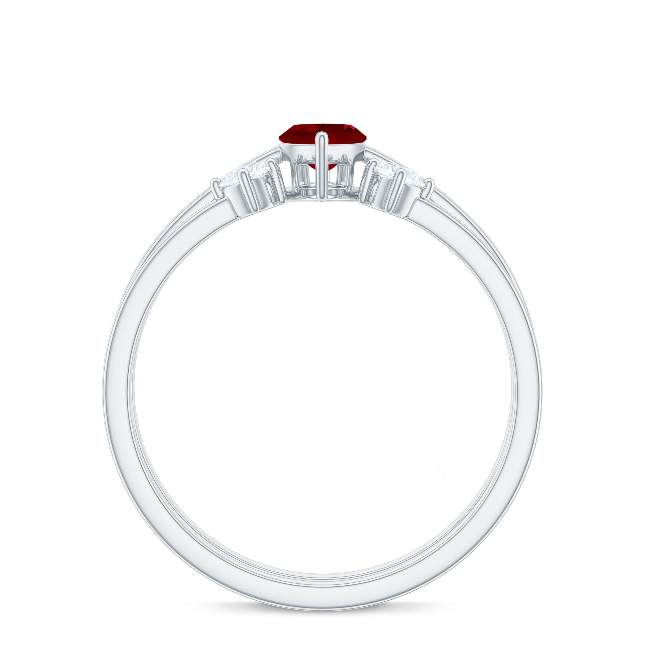 Marquise Cut Ruby Solitaire Ring Set with Moissanite Ruby - ( AAA ) - Quality - Rosec Jewels