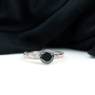 Bezel Set Lab Grown Black Diamond Solitaire Ring with Engraved Detailing Lab Created Black Diamond - ( AAAA ) - Quality - Rosec Jewels
