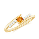 Minimal Citrine and Diamond Bypass Promise Ring Citrine - ( AAA ) - Quality - Rosec Jewels