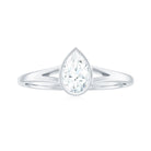 Bezel Set Pear Moissanite Solitaire Promise Ring in Split Shank Moissanite - ( D-VS1 ) - Color and Clarity - Rosec Jewels
