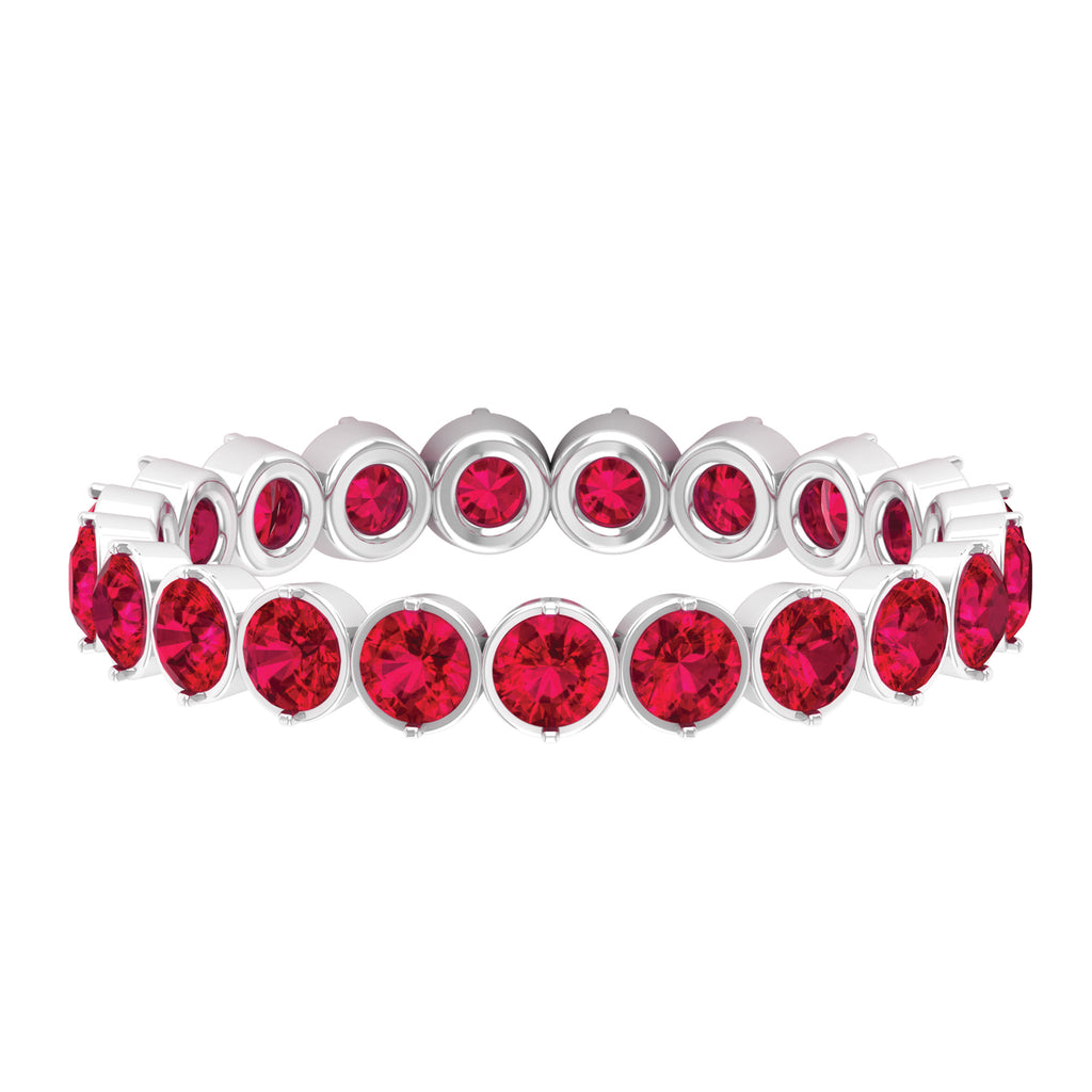 Lab Grown Ruby Eternity Band Ring Lab Created Ruby - ( AAAA ) - Quality - Rosec Jewels