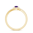 Natural Amethyst and Diamond Minimal Bridal Ring Set Amethyst - ( AAA ) - Quality - Rosec Jewels
